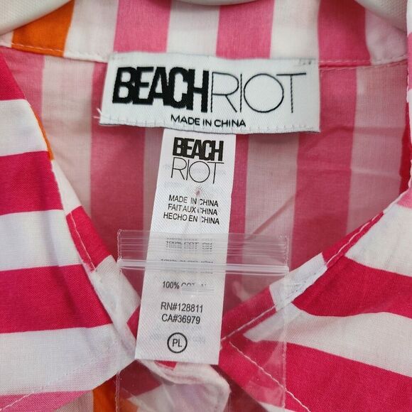 Beach Riot Alexa Top Plus Size 16-22 Striped Button Front Oversized Coverup NWOT - Picture 3 of 9